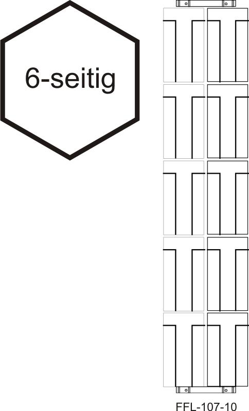 Flyer-Bodenständer 60 Fächer, 107 mm, 2-reihig, 6-seitig, schwarz
